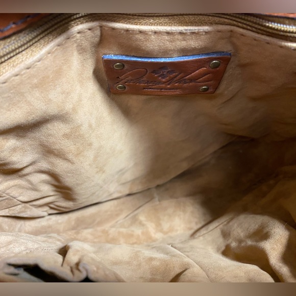 Patricia Nash Zig Zag Whipstitch Patchwork Armeno Leather Messenger bag - Picture 9 of 13